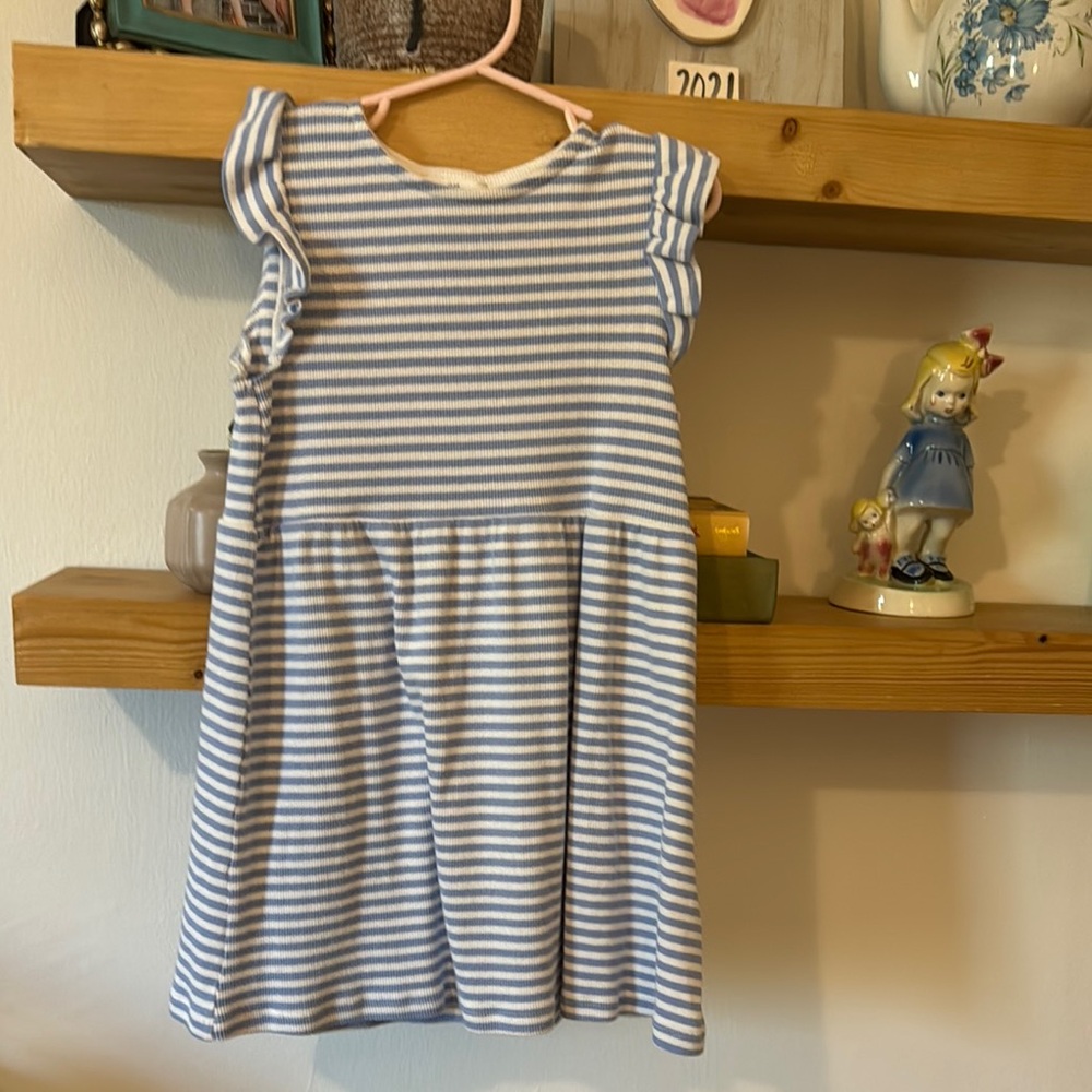 Blue and White Striped Kids Dress